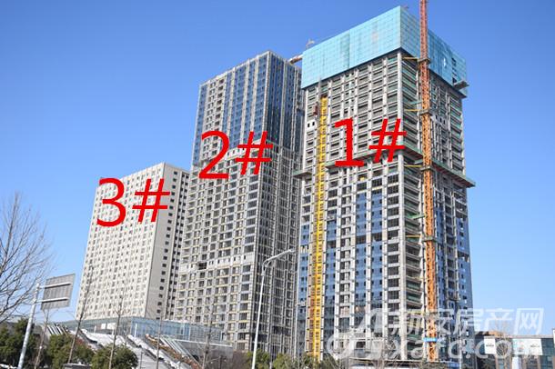 滨湖新地城1月项目进度:正在铺设1#2#楼外立玻璃-手机新安房产网