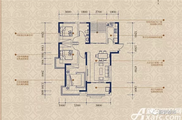 3室2厅建筑面积约107㎡ 3室2厅建筑面积约107㎡