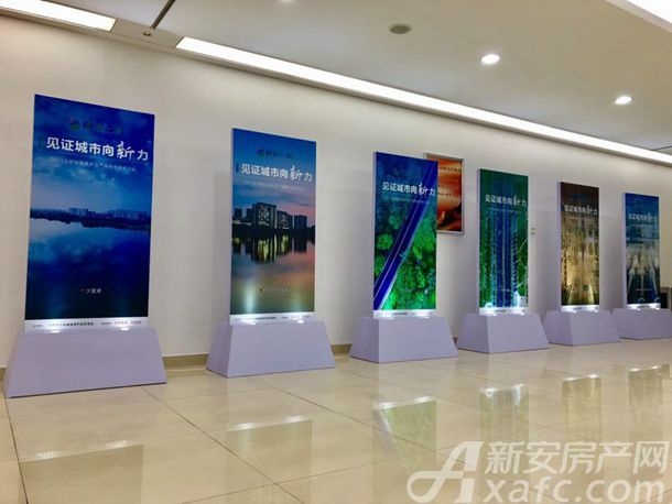 走廊上“见证城市向新力”的宣传图 走廊上“见证城市向新力”的宣传图
