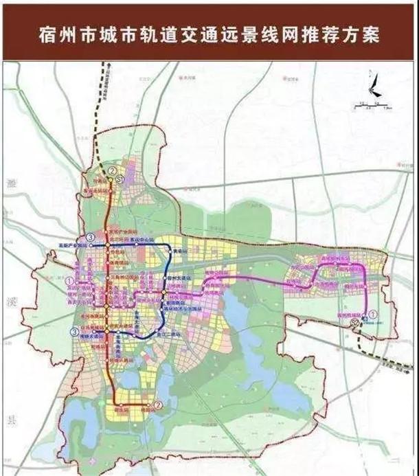 宿州轻轨规划:轨道交通线网由1号 2号 3号线组成