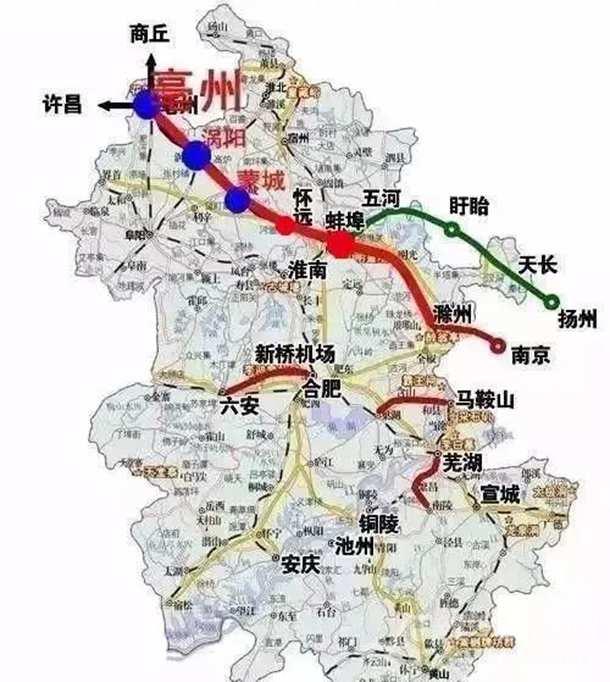 蚌亳城际铁路路线